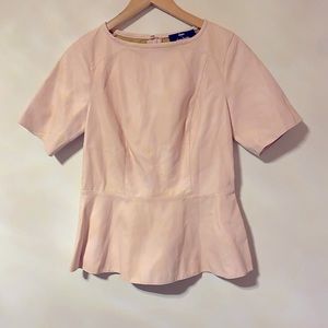 DENNIS BASSO faux leather like new pink top